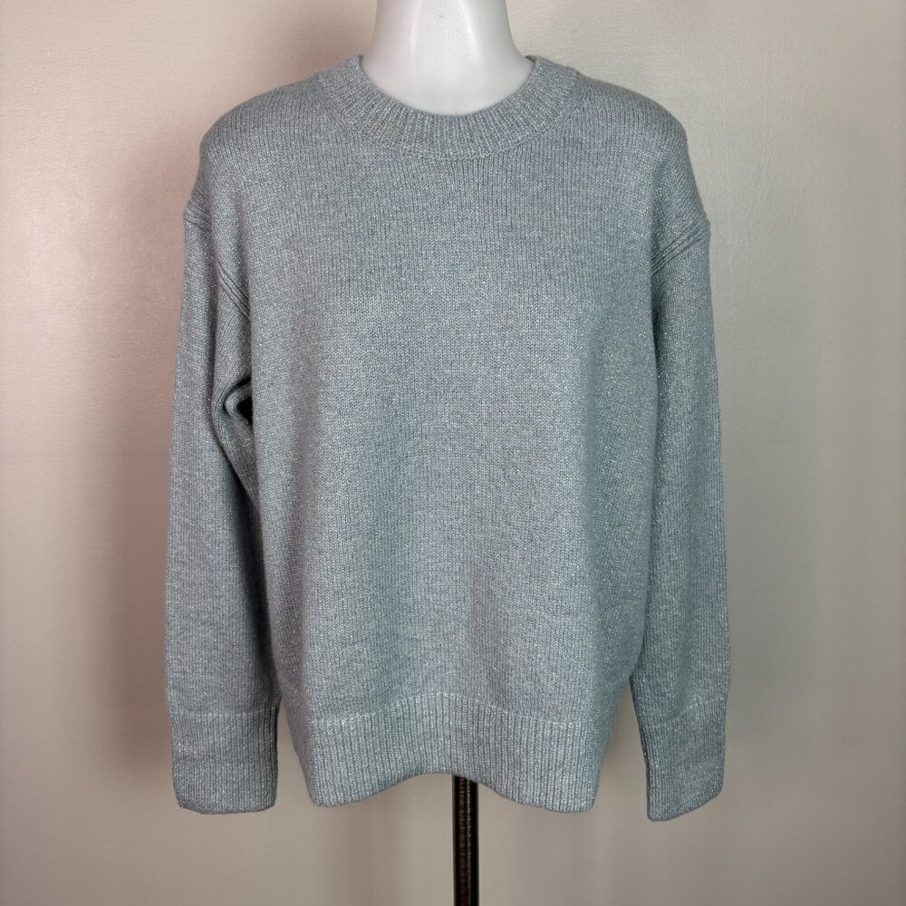 Banana Republic Sweater Medium Blue Metallic Sparkle Crew Neck Pullover Women's‎